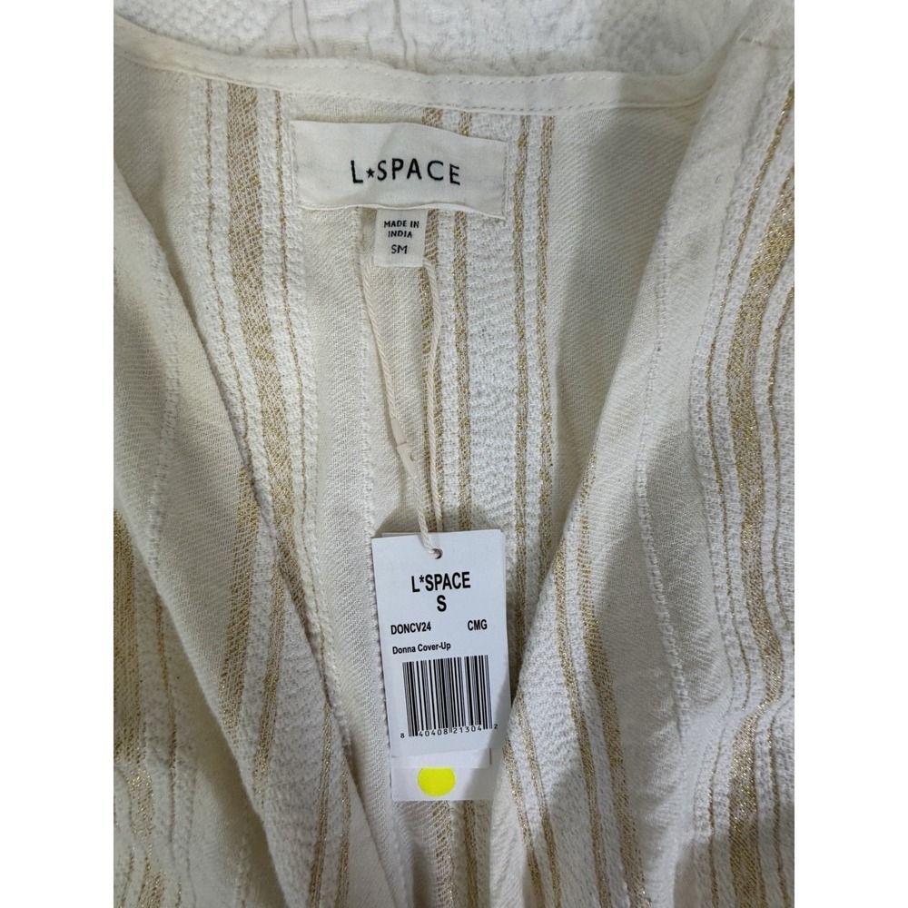 L*Space Donna Cover Up Dress NWT Size Small White Gold Metallic Resort